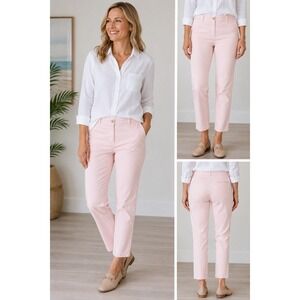 Talbots Womens 4P Straight Leg Chino Pants Light Pink Cotton Stretch